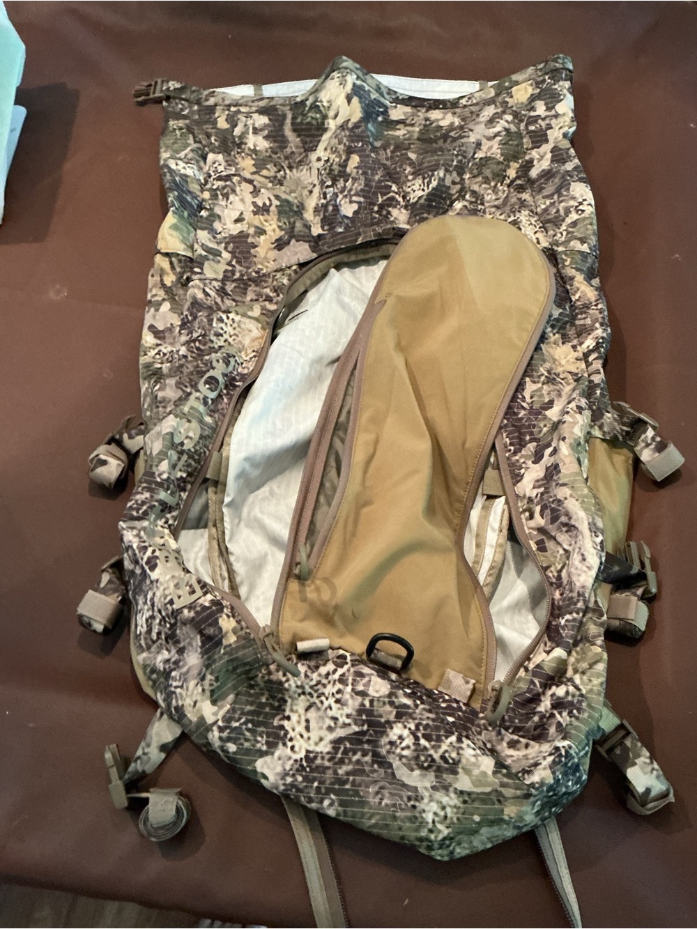 Camo Men’s Backpack with Tan Accent - Durable Outdoor Carry
